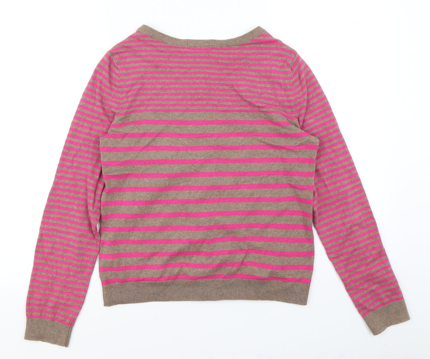 H&M Womens Pink Striped Knit Cardigan Jumper Size S