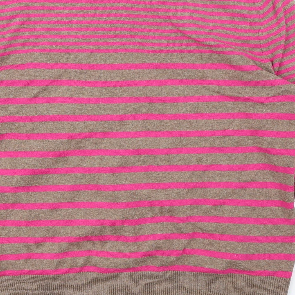 H&M Womens Pink Striped Knit Cardigan Jumper Size S