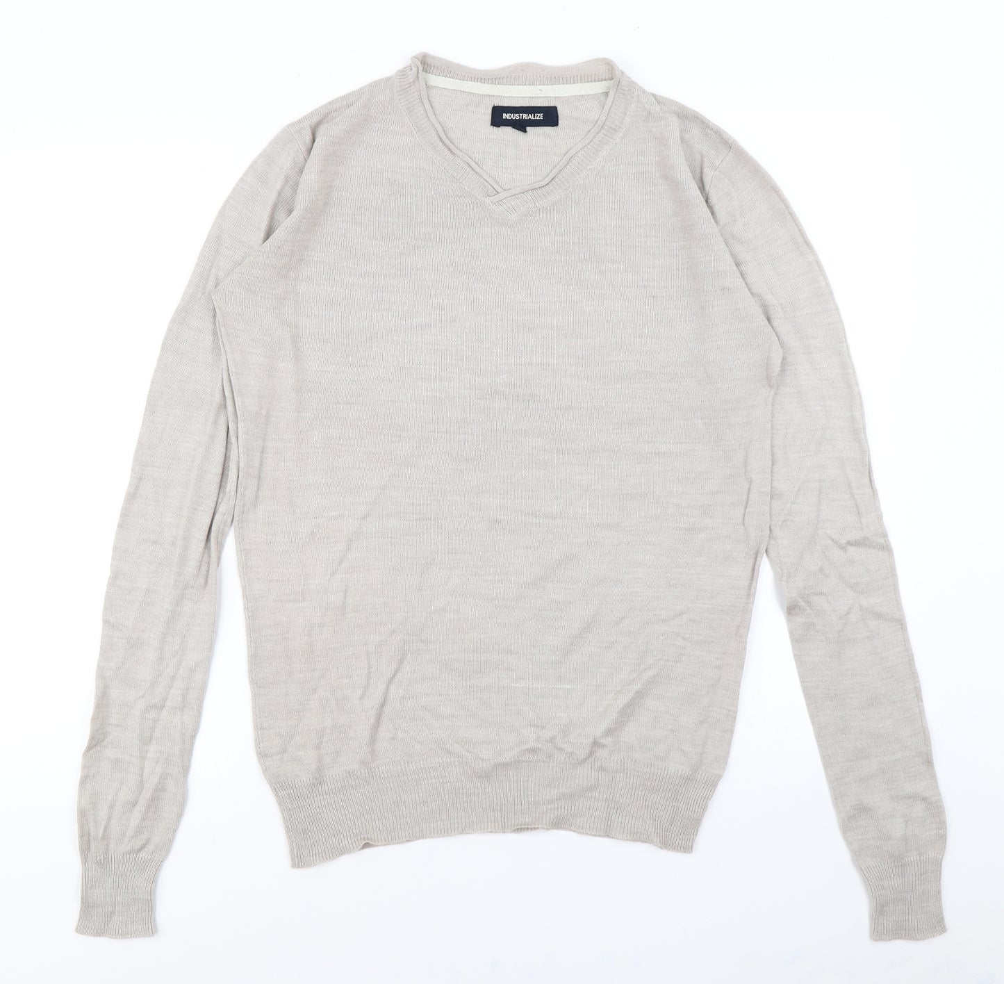 Industrialize Mens Beige  Knit Pullover Jumper Size S