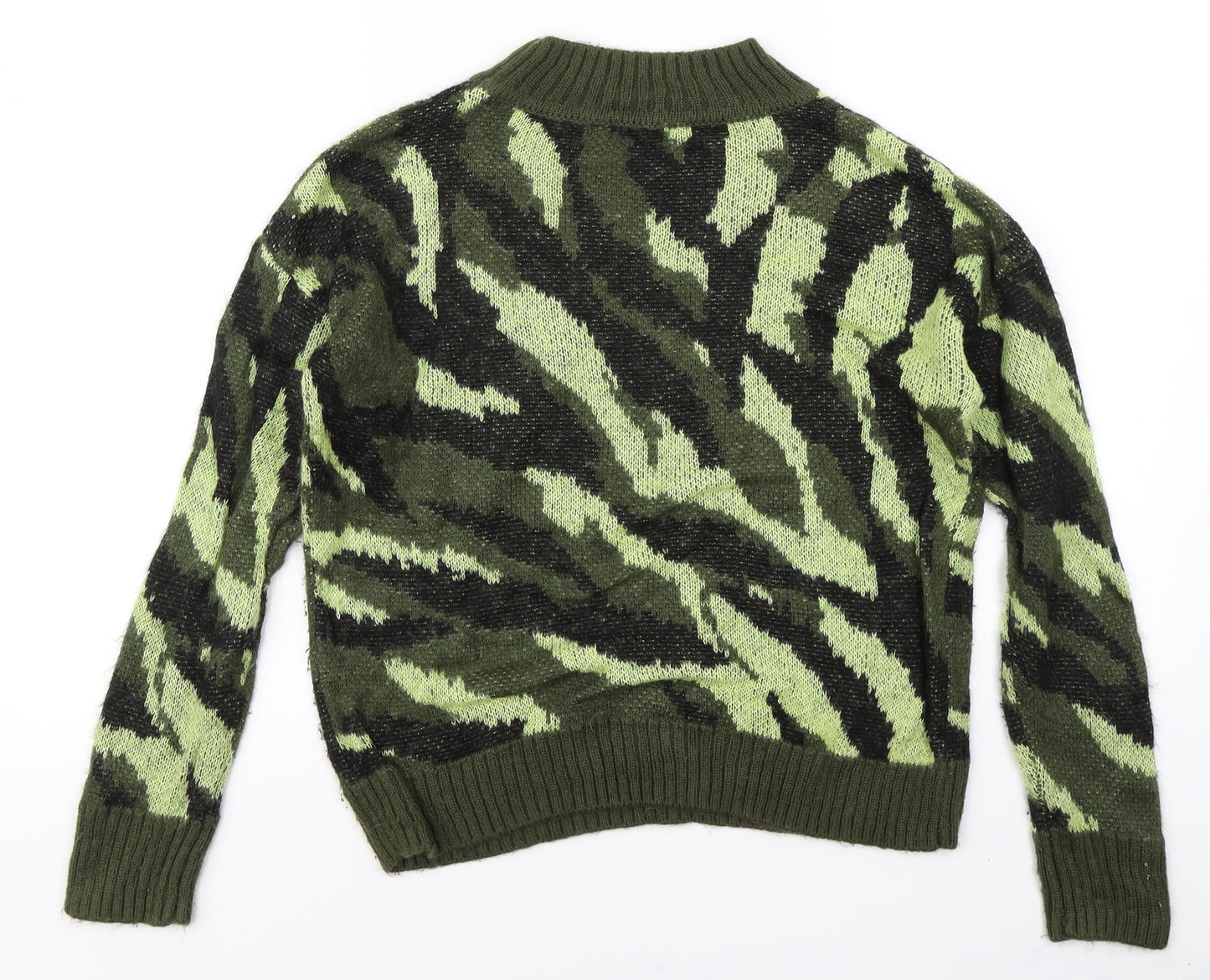 M&Co Womens Green Camouflage Knit Pullover Jumper Size 10