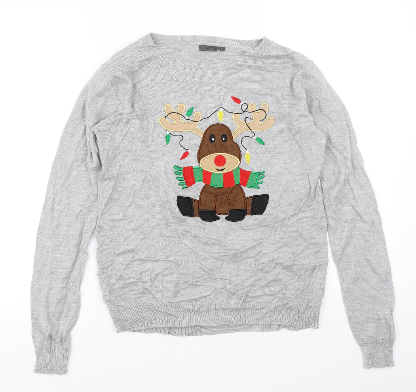 Primark Womens Grey   Pullover Jumper Size S  - Christmas Jumper Reindeer