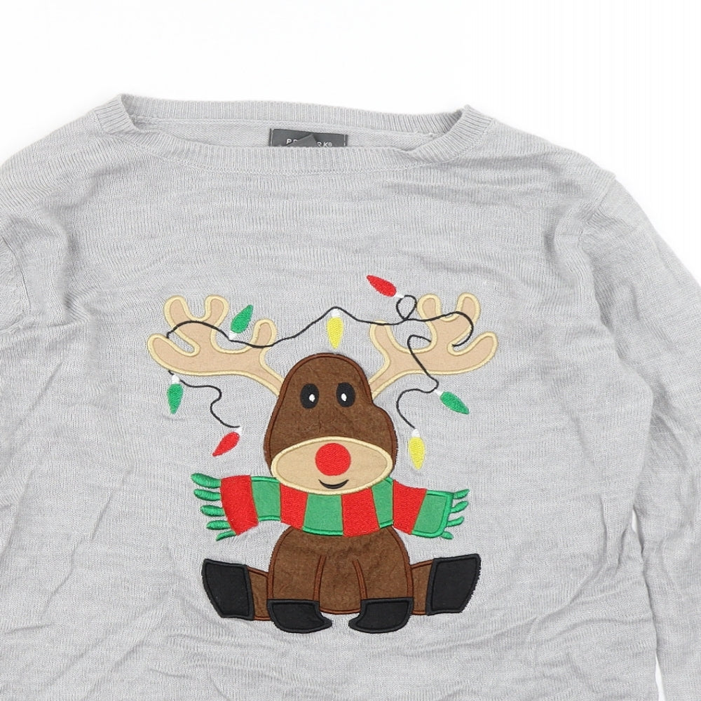 Primark Womens Grey   Pullover Jumper Size S  - Christmas Jumper Reindeer