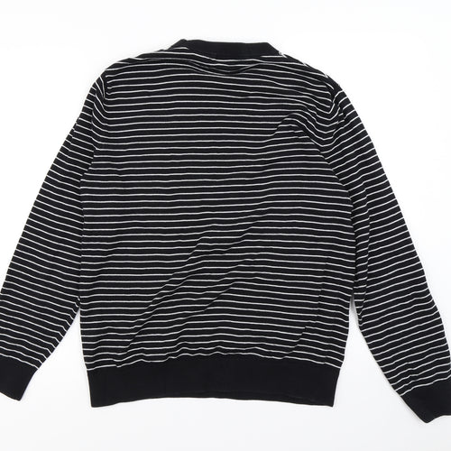 H&M Mens Black Striped  Pullover Jumper Size M