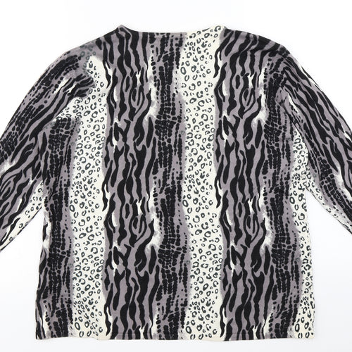 Isle Womens Ivory Animal Print  Pullover Jumper Size L