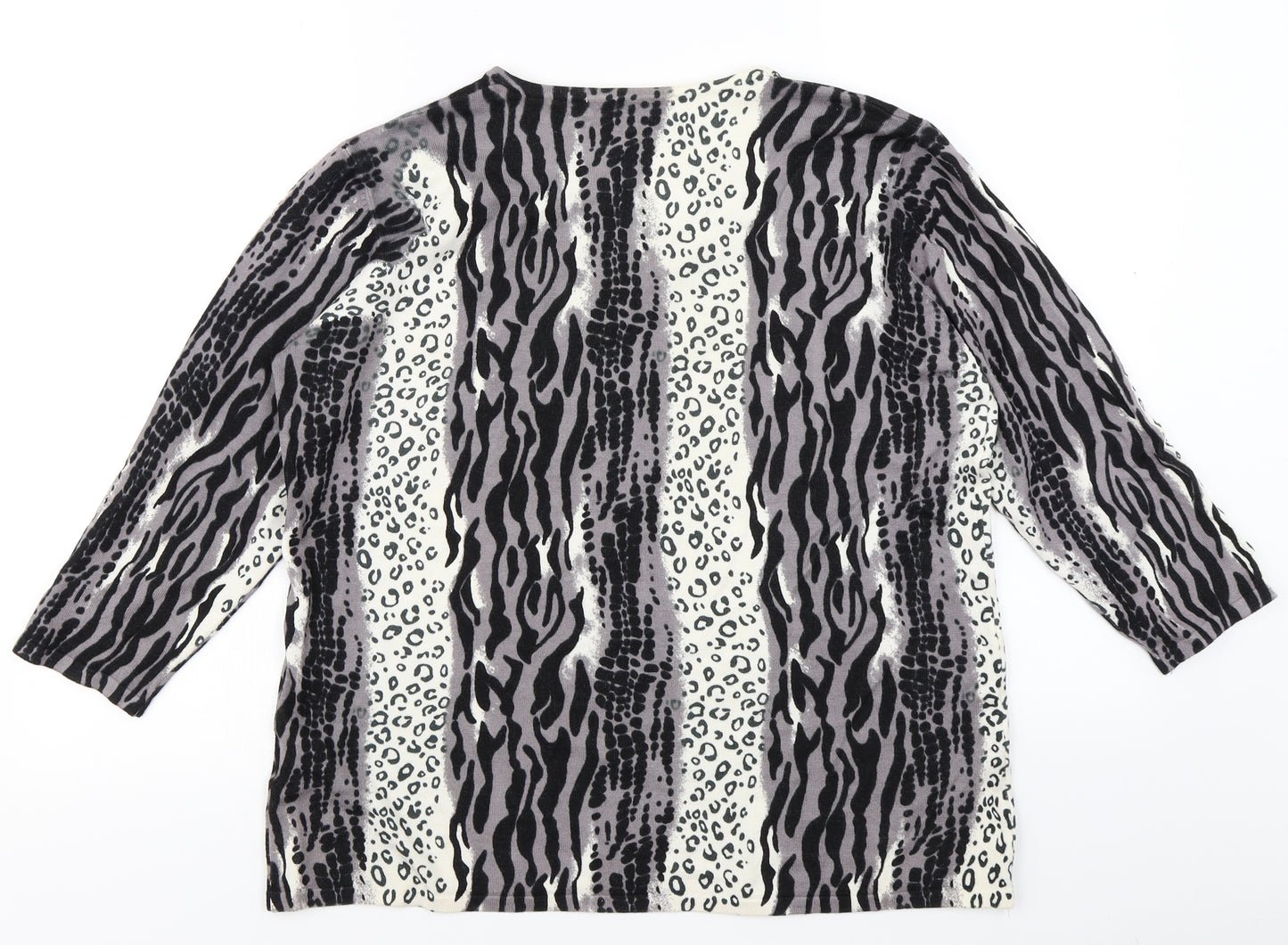 Isle Womens Ivory Animal Print  Pullover Jumper Size L