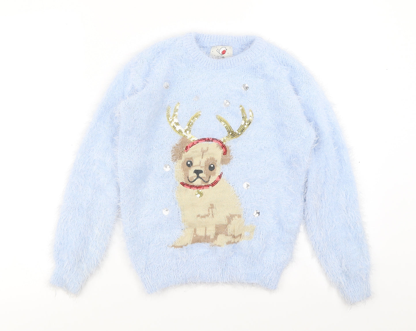 George Girls Blue   Pullover Jumper Size 8-9 Years  - Christmas Jumper