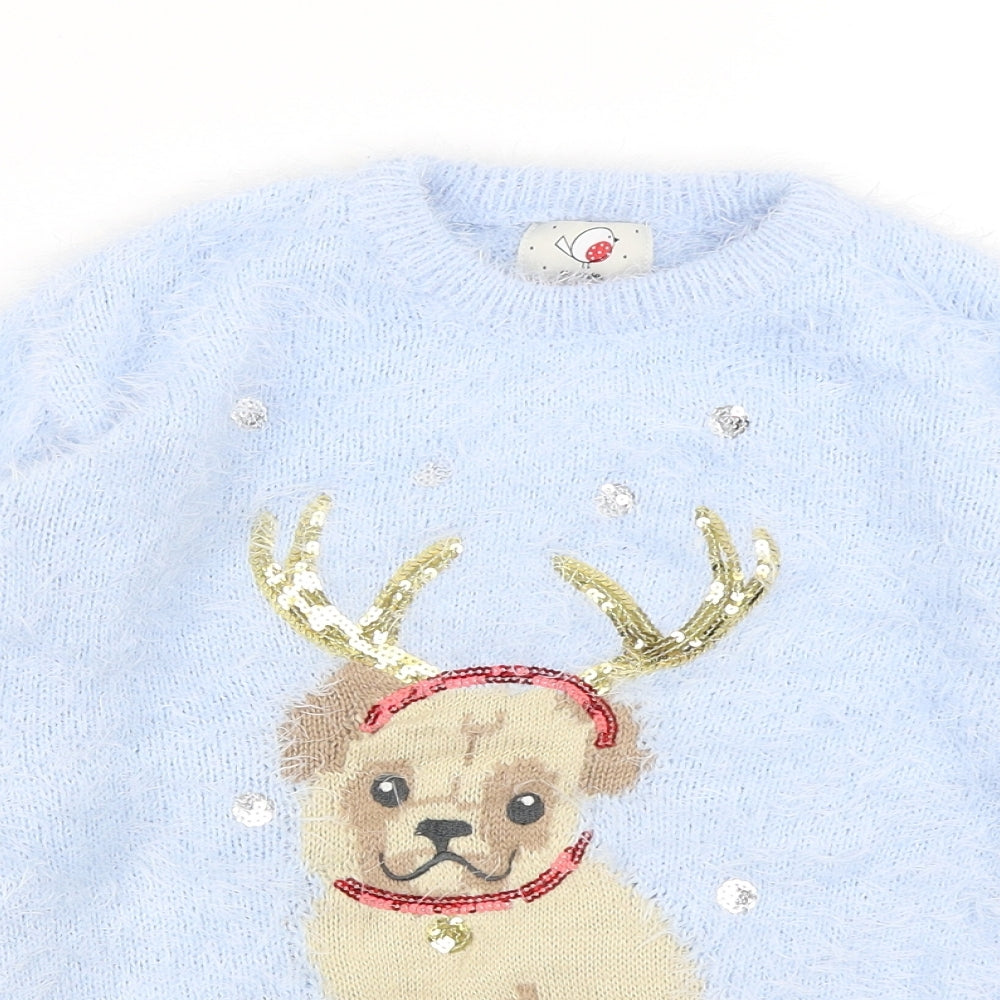 George Girls Blue   Pullover Jumper Size 8-9 Years  - Christmas Jumper