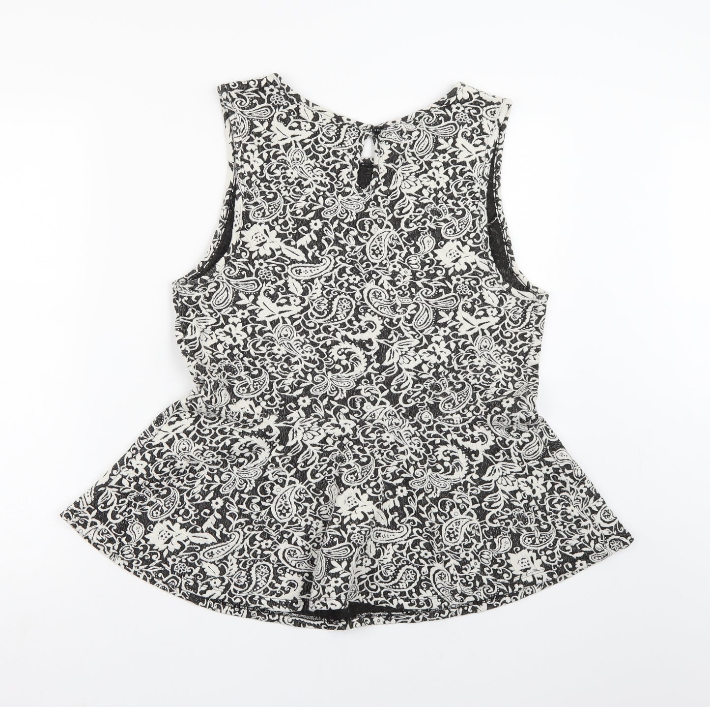 New Look Womens Black Floral  Basic Tank Size 16  - Smocked top