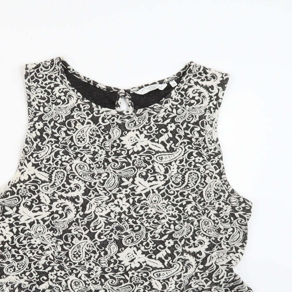 New Look Womens Black Floral  Basic Tank Size 16  - Smocked top