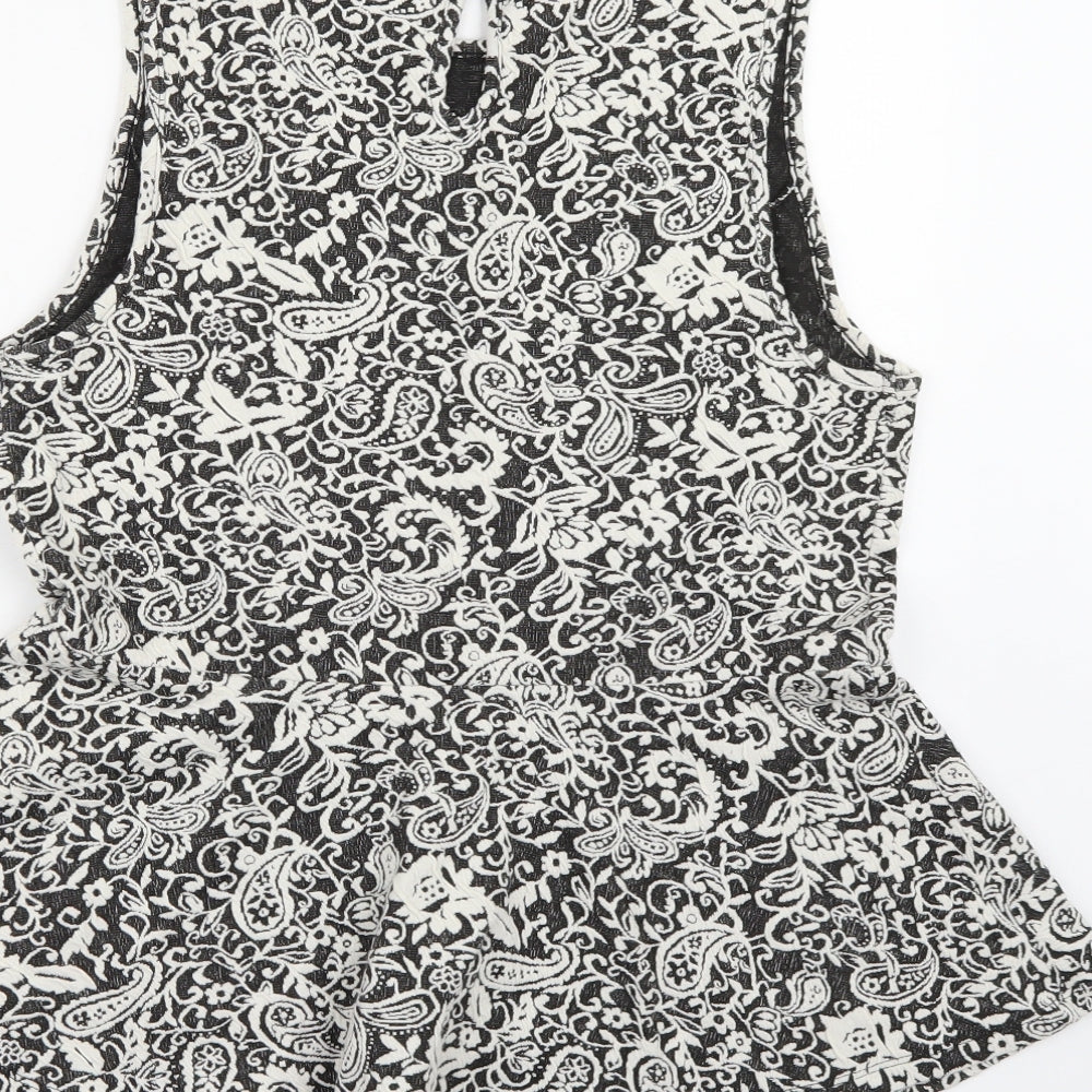 New Look Womens Black Floral  Basic Tank Size 16  - Smocked top