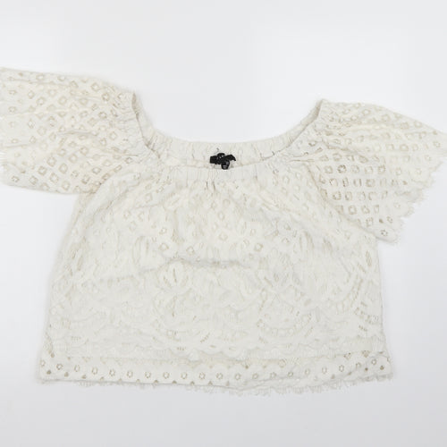 New Look Womens White  Lace Basic Blouse Size 12