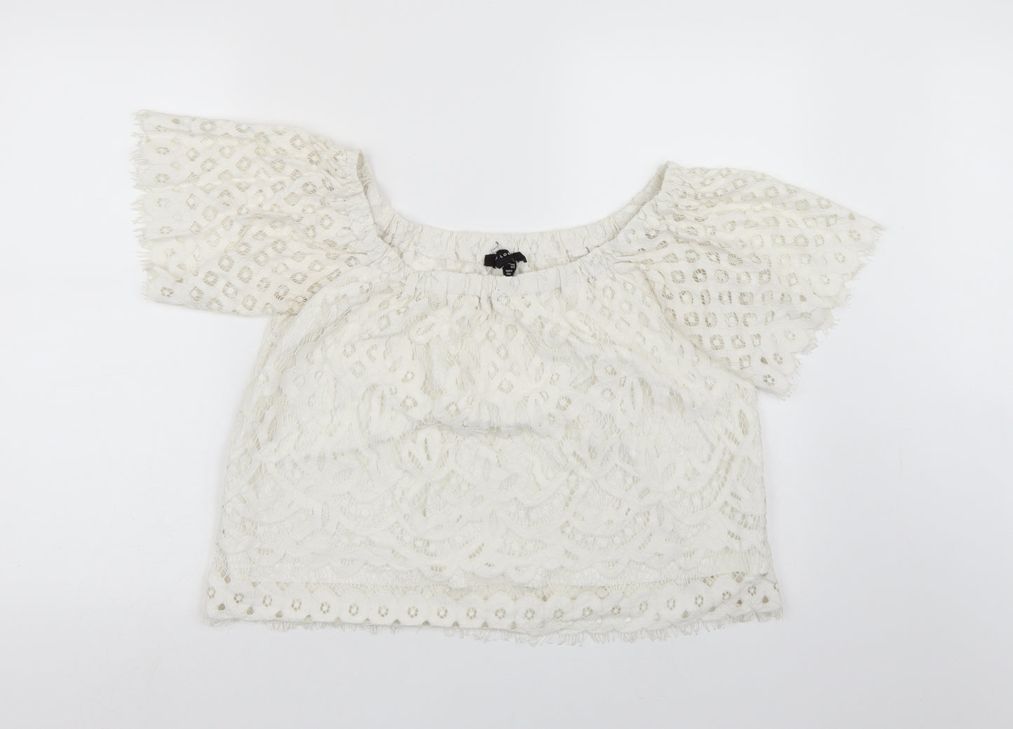 New Look Womens White  Lace Basic Blouse Size 12
