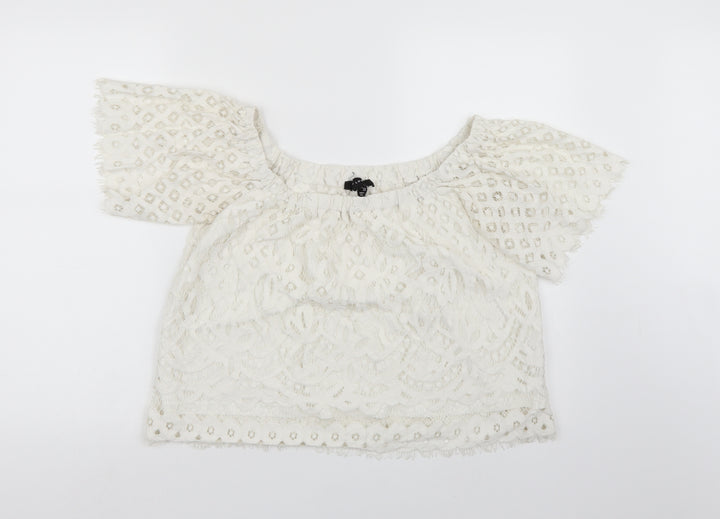New Look Womens White  Lace Basic Blouse Size 12