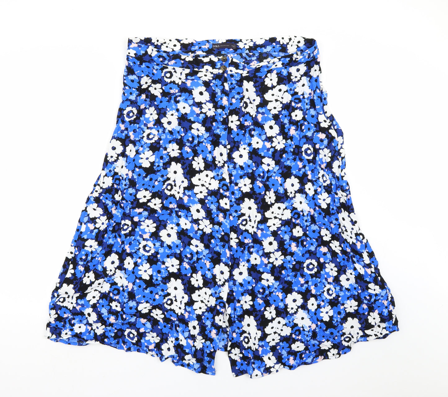 Marks and Spencer Womens Blue Floral Chiffon A-Line Skirt Size 18