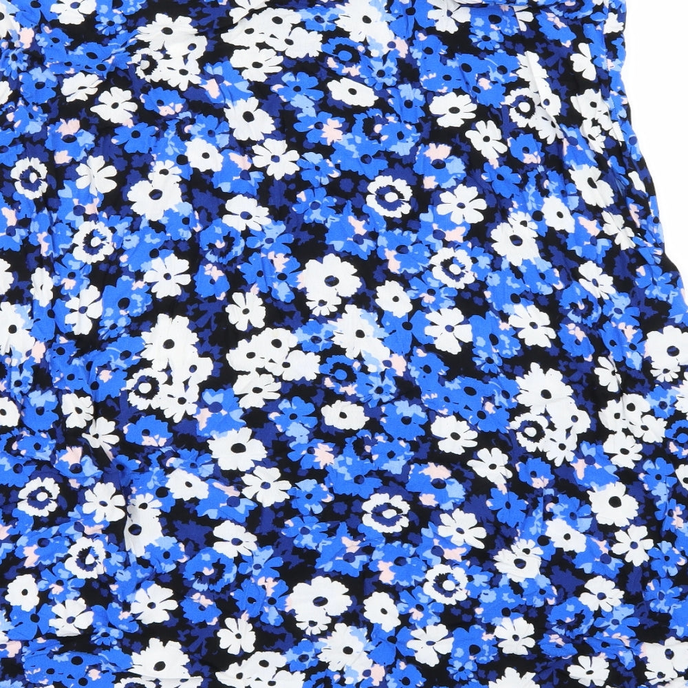 Marks and Spencer Womens Blue Floral Chiffon A-Line Skirt Size 18