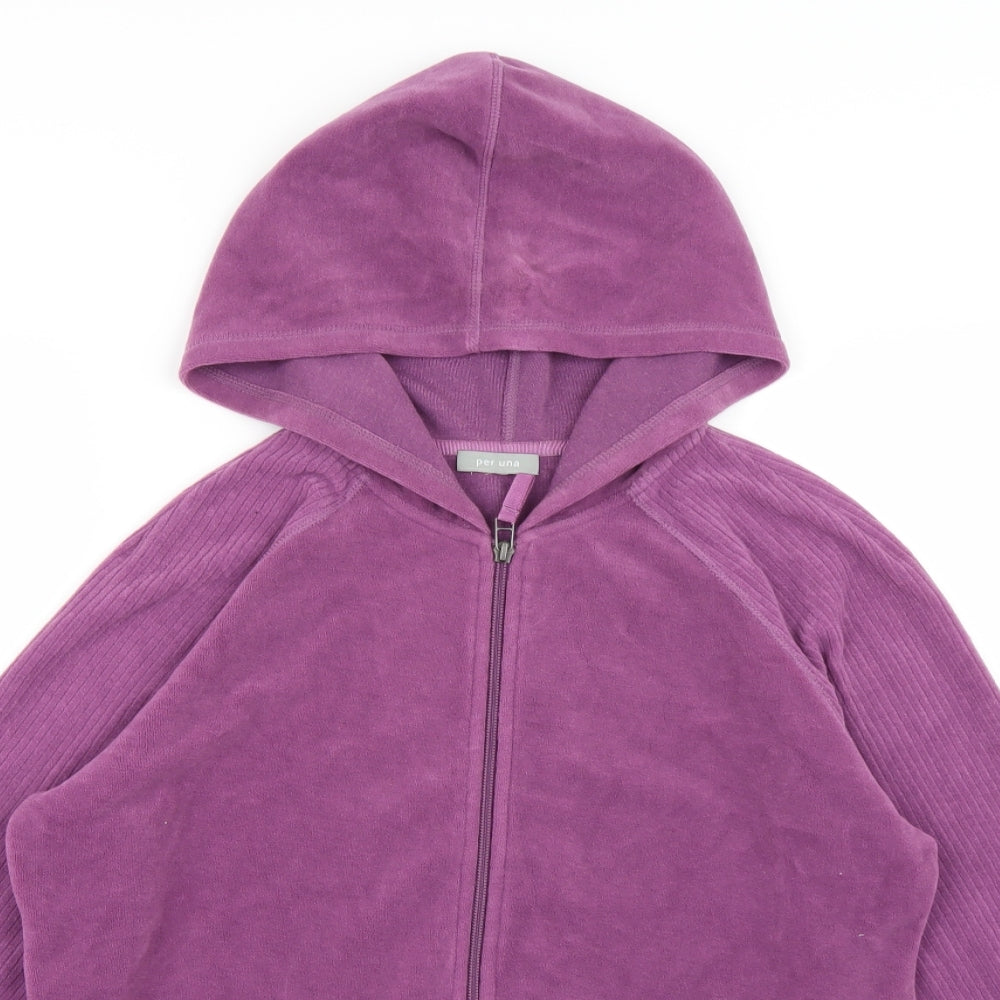 Per Una Womens Purple  Fleece Full Zip Hoodie Size 18