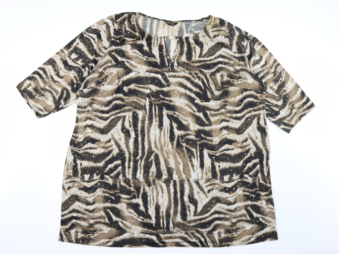 Marina Kaneva Womens Brown Animal Print  Basic Blouse Size 30