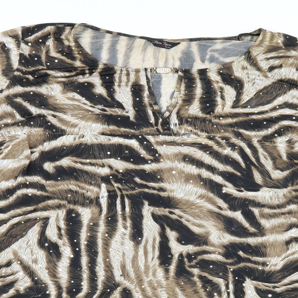 Marina Kaneva Womens Brown Animal Print  Basic Blouse Size 30