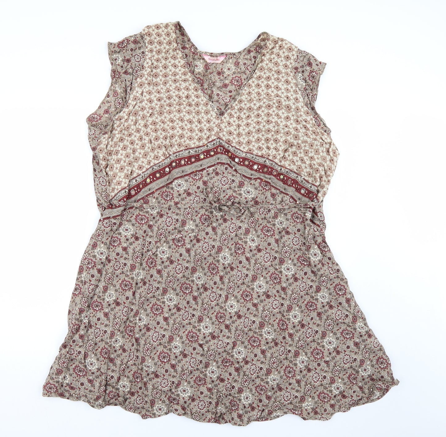 Simply Be Womens Brown Floral  Basic Blouse Size 24