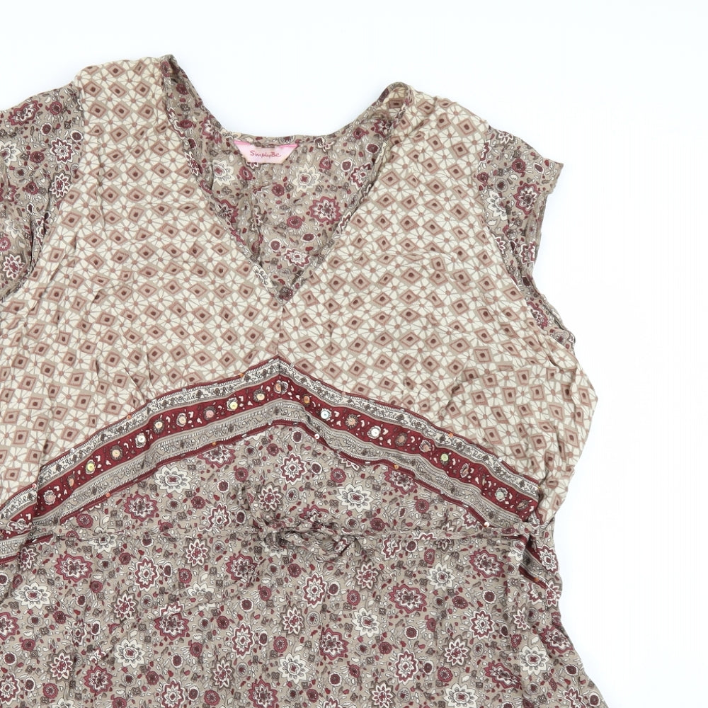 Simply Be Womens Brown Floral  Basic Blouse Size 24