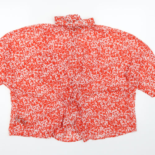 FOREVER 21 Womens Orange Geometric Chiffon Basic Blouse Size M