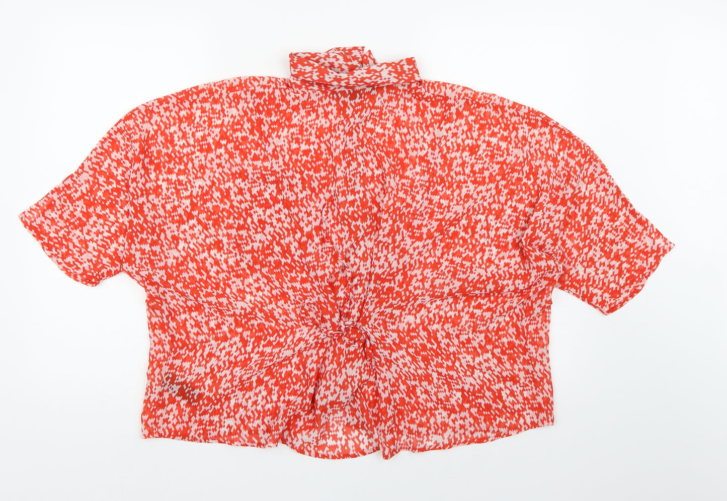 FOREVER 21 Womens Orange Geometric Chiffon Basic Blouse Size M