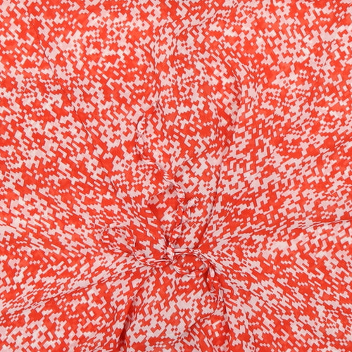 FOREVER 21 Womens Orange Geometric Chiffon Basic Blouse Size M