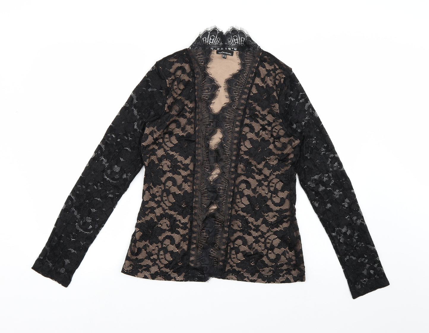 Warehouse Womens Black  Lace Cardigan Jumper Size 12