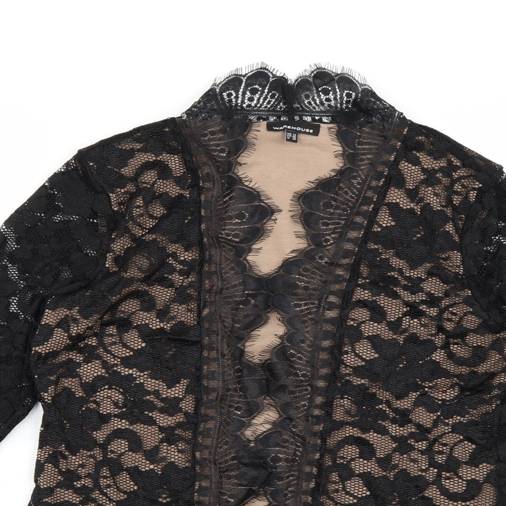 Warehouse Womens Black  Lace Cardigan Jumper Size 12