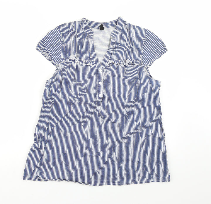 VERO MODA Womens Blue Striped Basic Blouse Size M