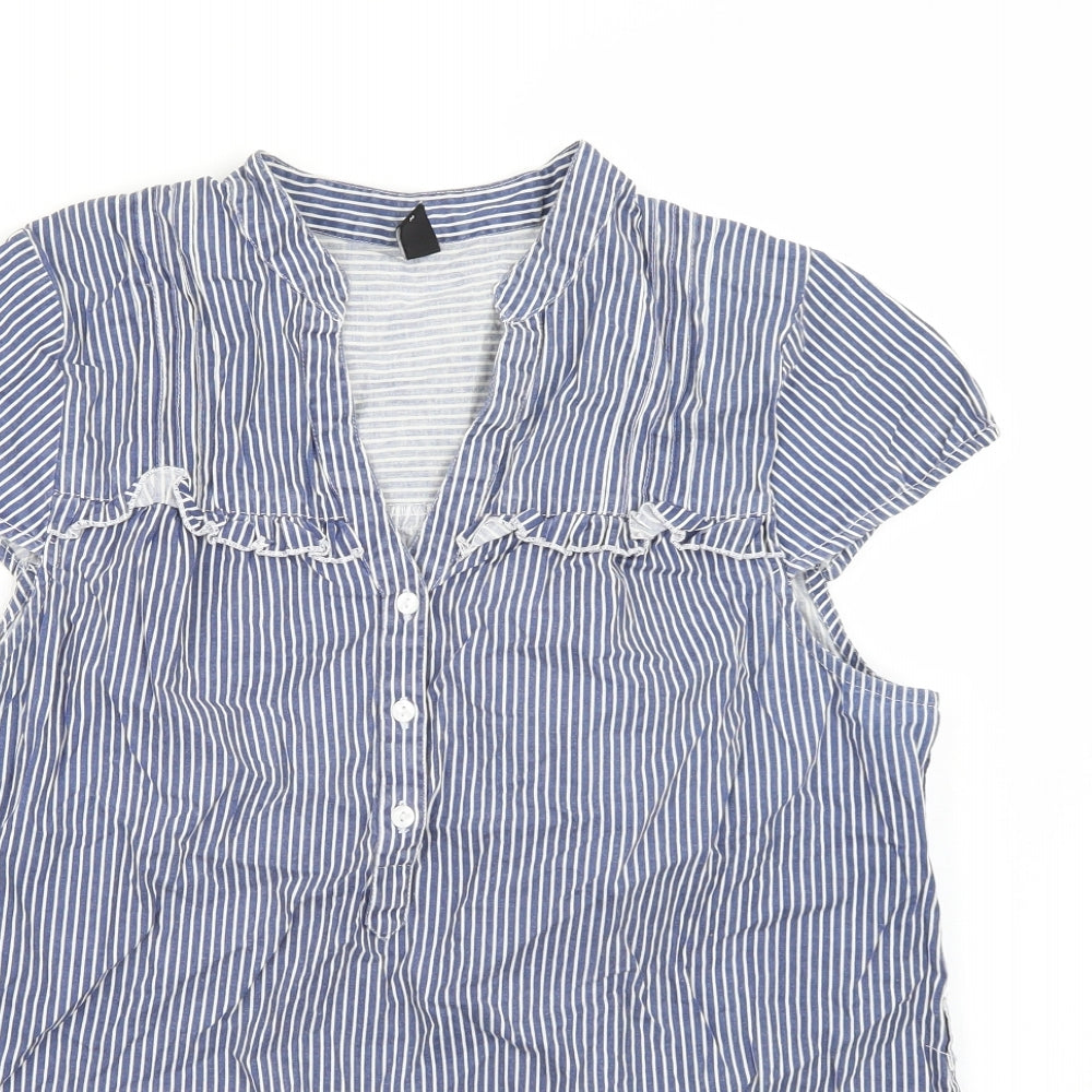 VERO MODA Womens Blue Striped  Basic Blouse Size M