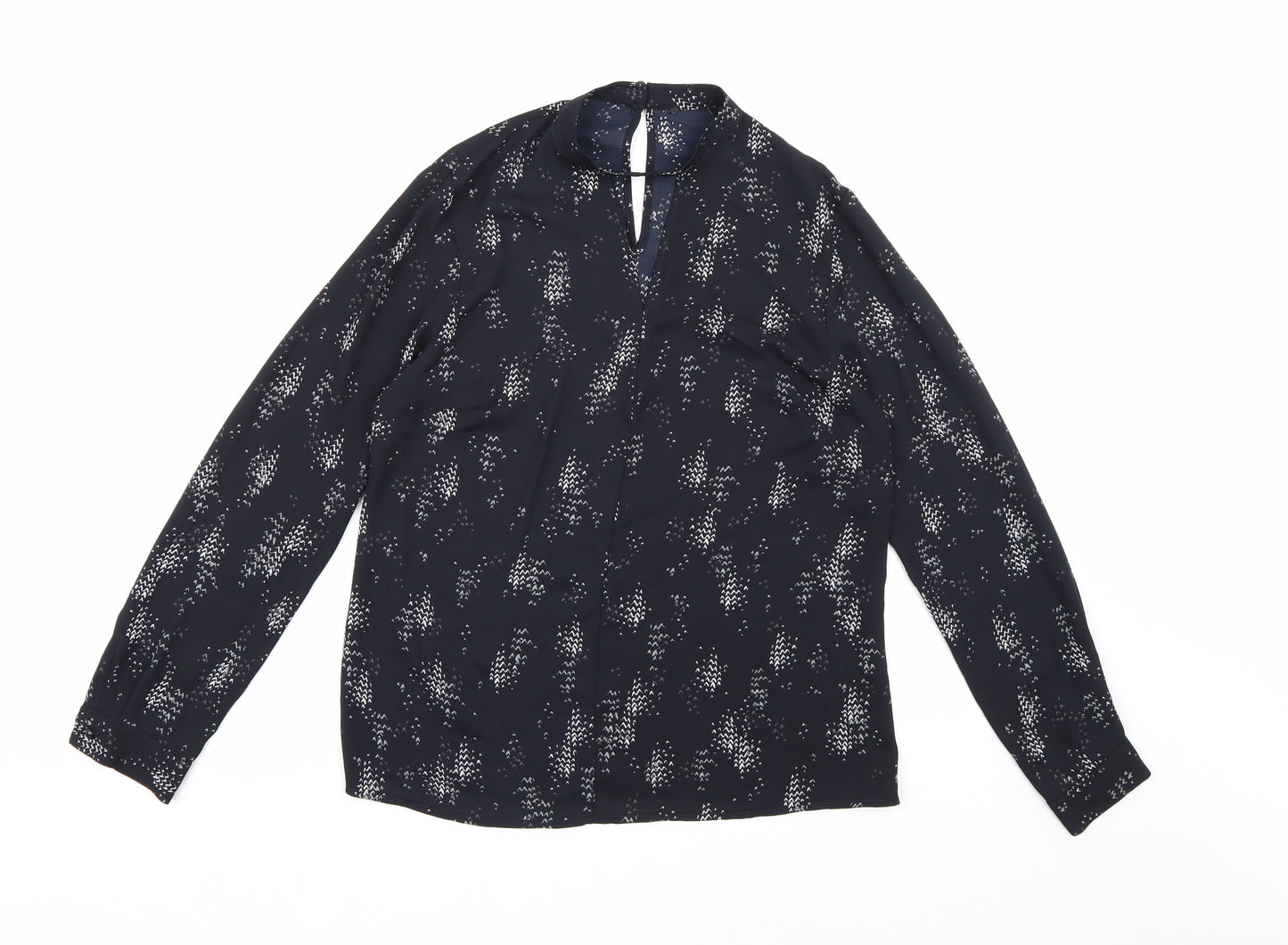 Matalan Womens Black Geometric Chiffon Basic Blouse Size 8