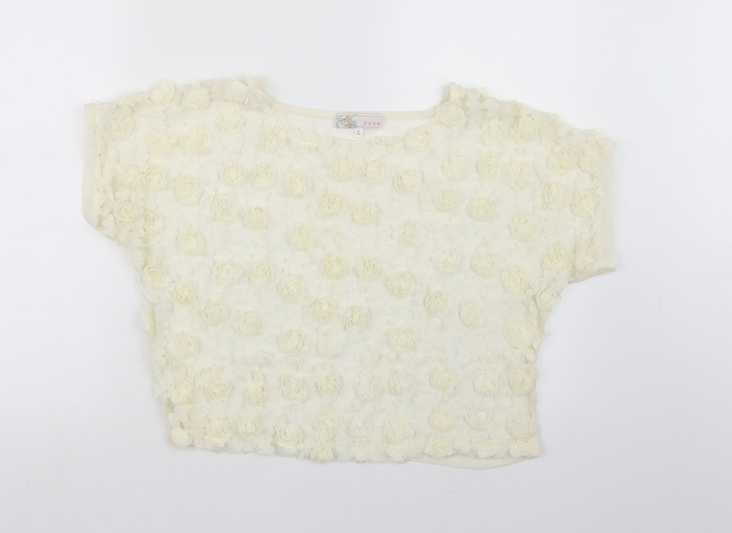 Cameo Rose Womens White Floral  Basic Blouse Size S