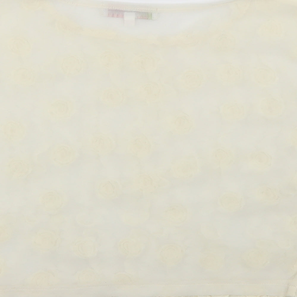 Cameo Rose Womens White Floral  Basic Blouse Size S