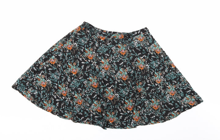 Atmosphere Womens Black Floral A-Line Skirt Size 14