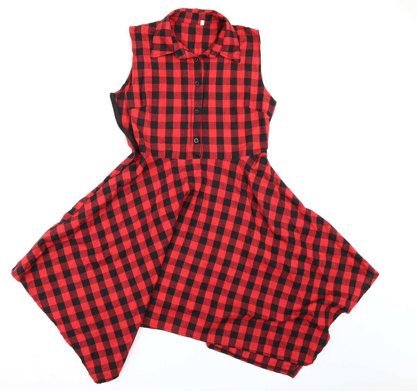 Preworn Womens Red Check  Shirt Dress  Size L