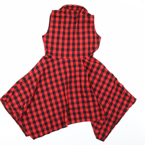 Preworn Womens Red Check  Shirt Dress  Size L