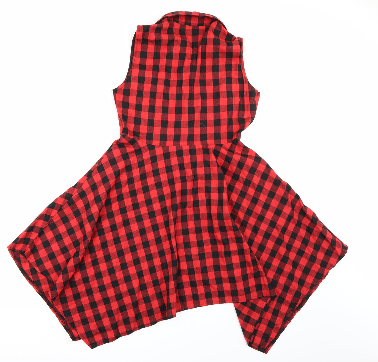 Preworn Womens Red Check  Shirt Dress  Size L