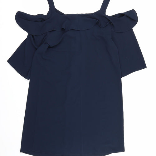 Evans Womens Blue  Chiffon A-Line  Size 14