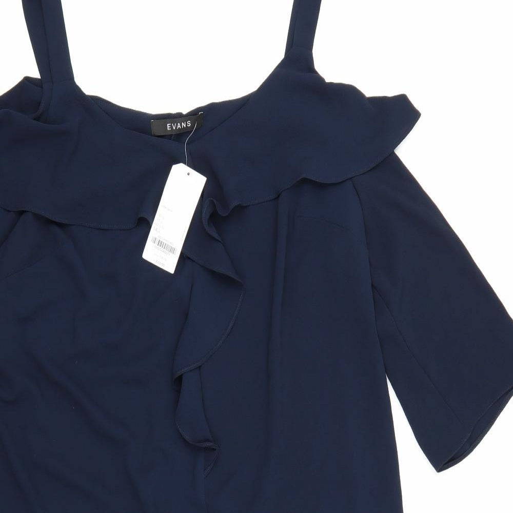 Evans Womens Blue  Chiffon A-Line  Size 14