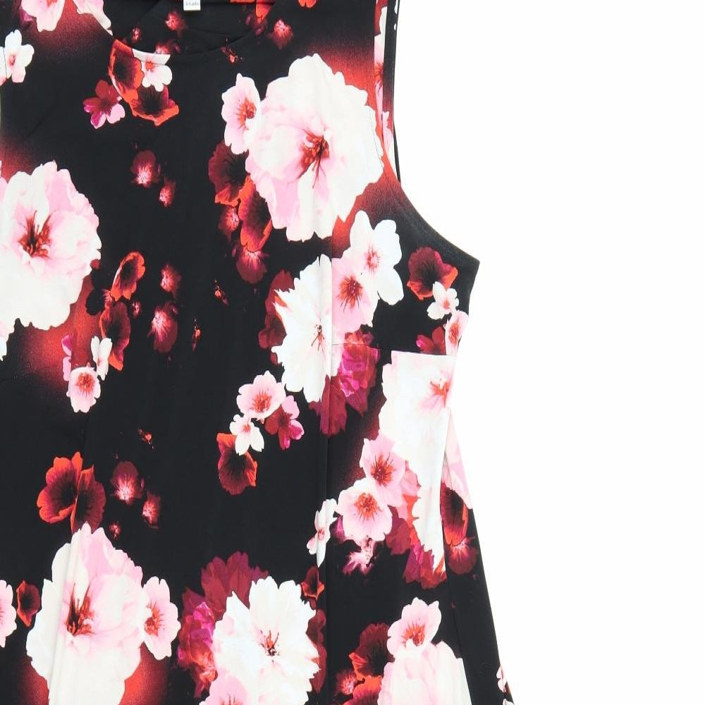 JULIPA Womens Black Floral  A-Line  Size 16
