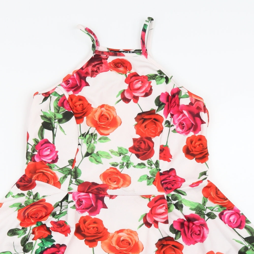 Select Womens White Floral  Skater Dress  Size 14