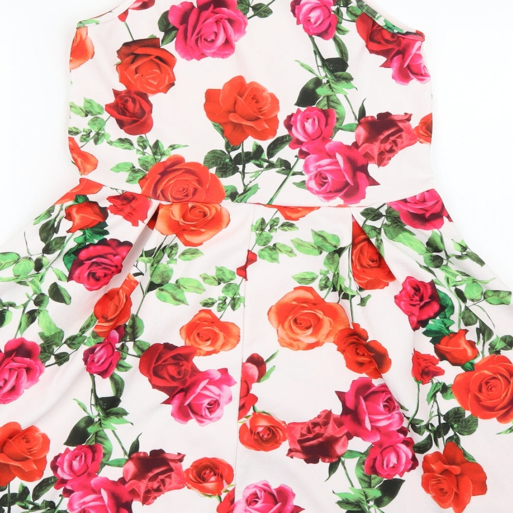 Select Womens White Floral  Skater Dress  Size 14