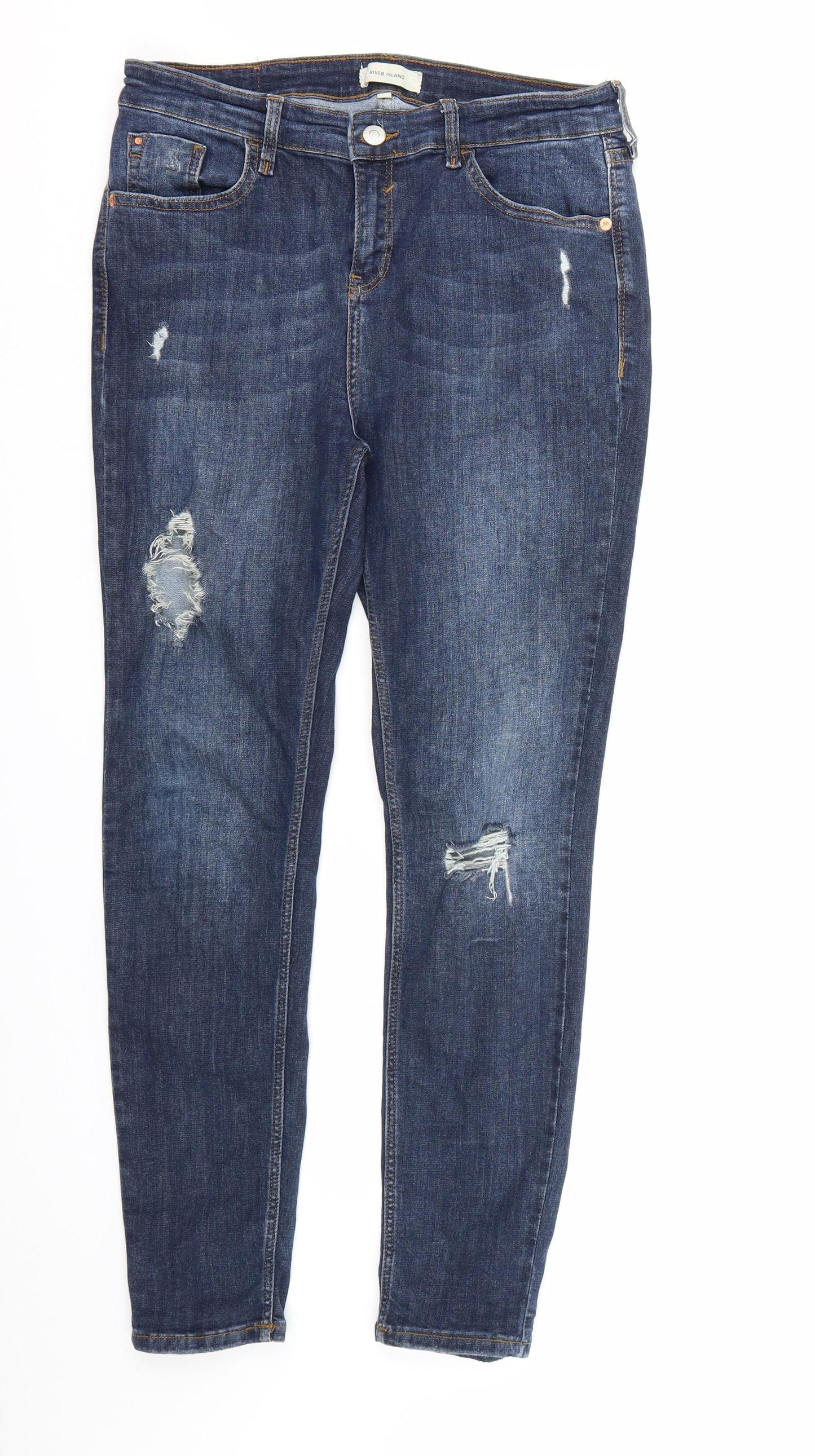 River Island Womens Blue  Denim Skinny Jeans Size 12 L27 in