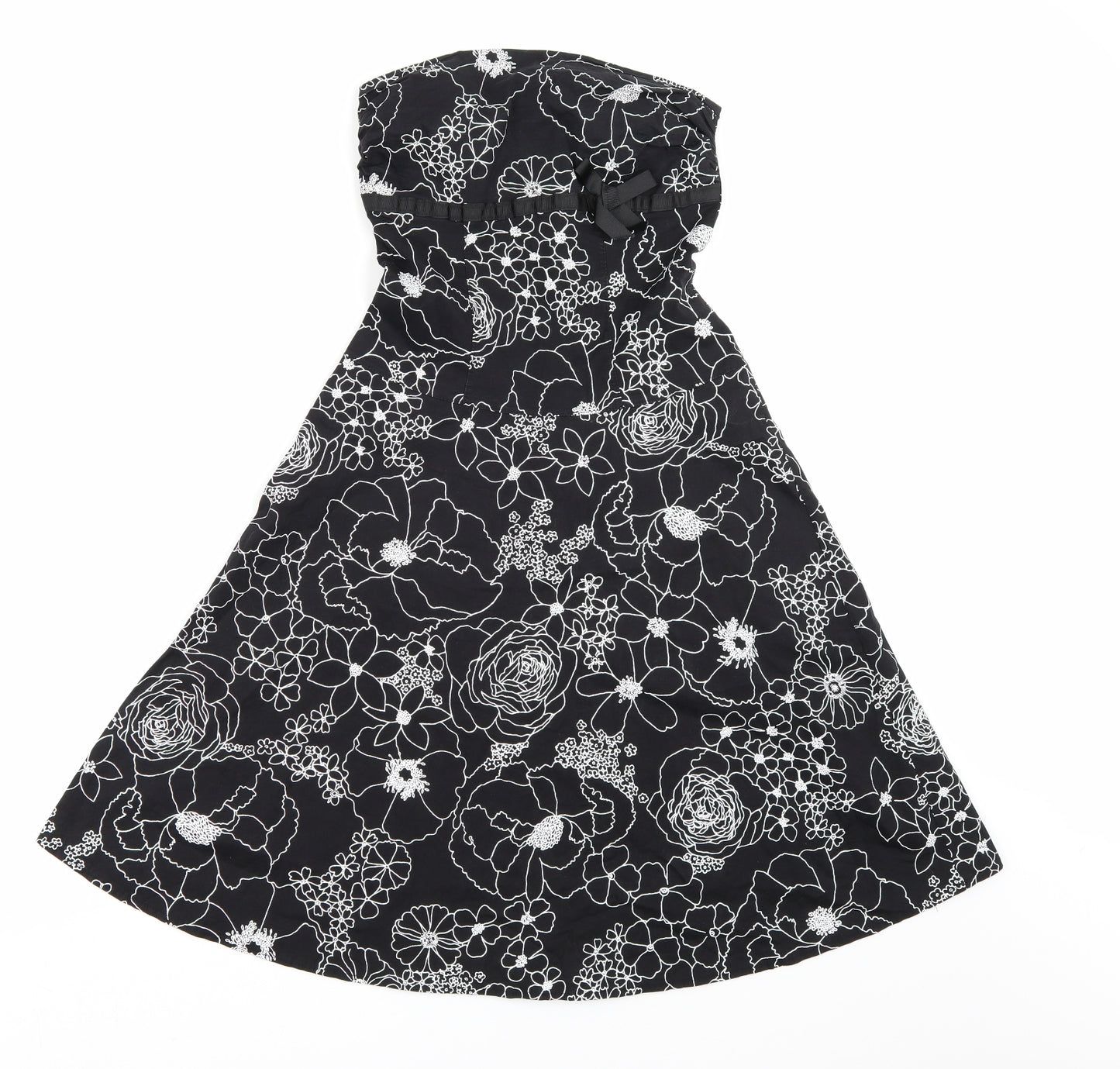 Lipsy Womens Black Floral  A-Line  Size S