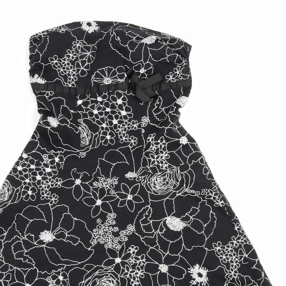 Lipsy Womens Black Floral  A-Line  Size S