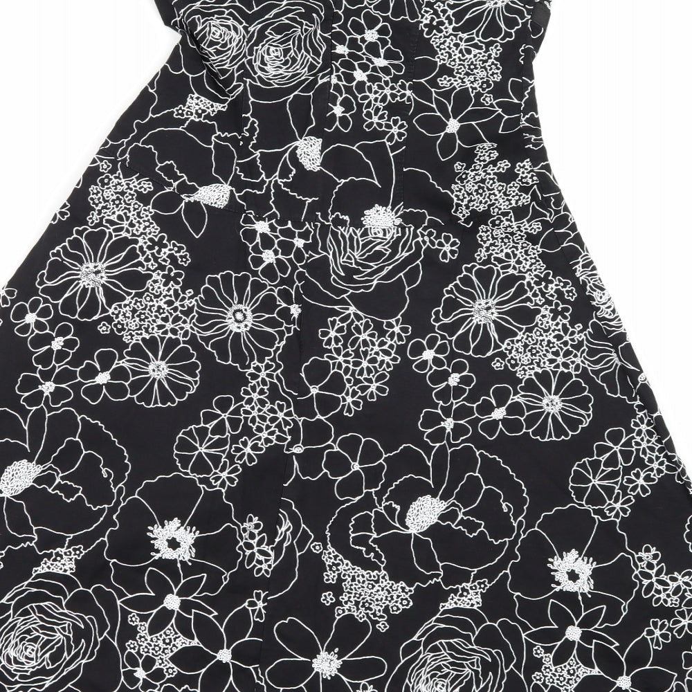 Lipsy Womens Black Floral  A-Line  Size S
