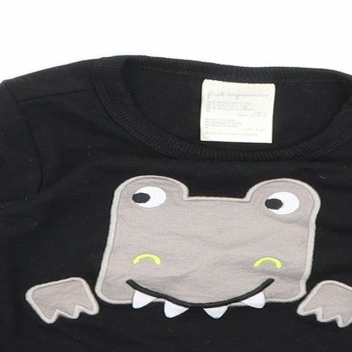 First Impressions Boys Black   Basic T-Shirt Size 12 Months