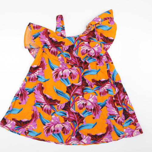 ASOS Womens Orange Floral  A-Line  Size 8