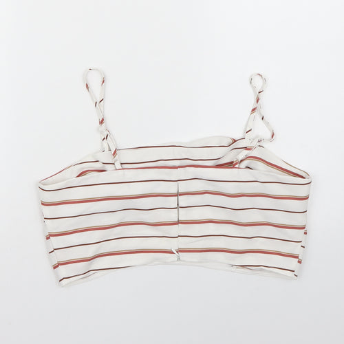 New Look Womens White Striped  Cropped Tank Size 14